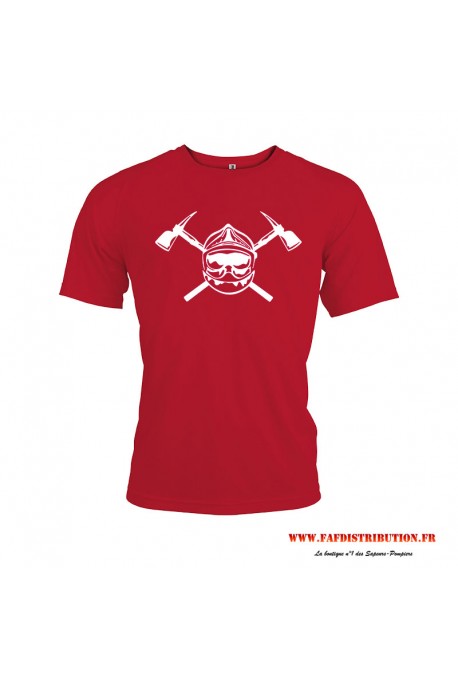 T-shirt Sport rouge "Casque avec hache" personnalisée