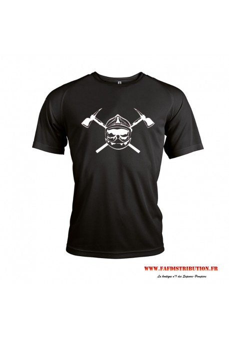 T-shirt Sport noir "Casque avec hache" personnalisée