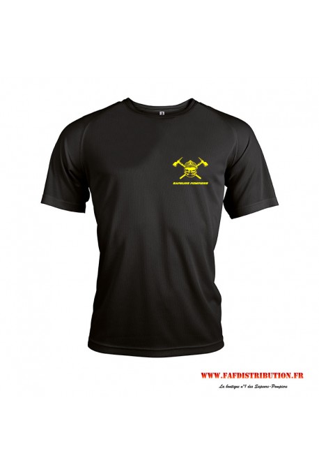 T-shirt Sport noir "Casque et hache SP" personnalisée