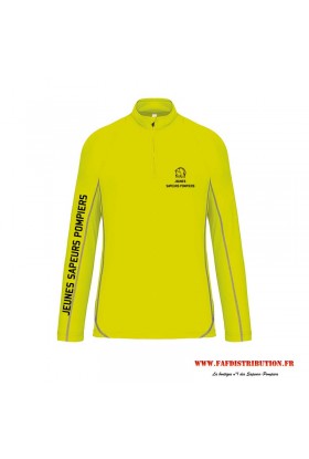 Sweat running Jeunes Sapeurs Pompiers jaune fluo personnalisé