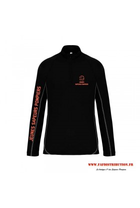 Sweat running Jeunes Sapeurs Pompiers noir personnalisé