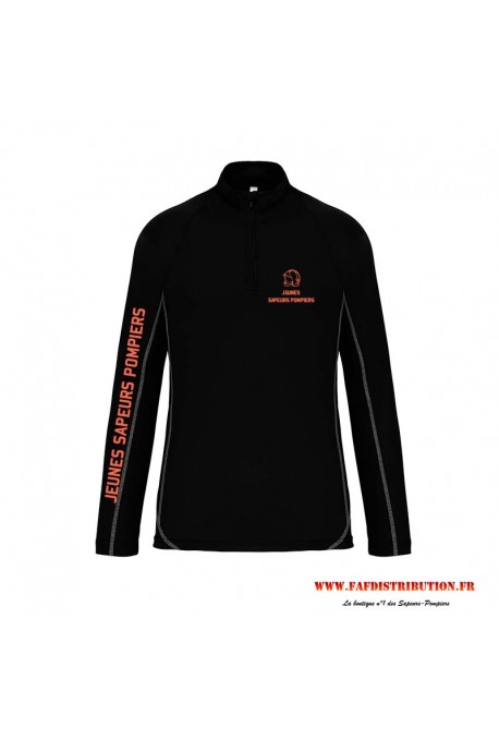 Sweat running Jeunes Sapeurs Pompiers noir personnalisé