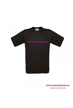 T-shirt noir enfant marquage fluo rose Sapeurs Pompiers