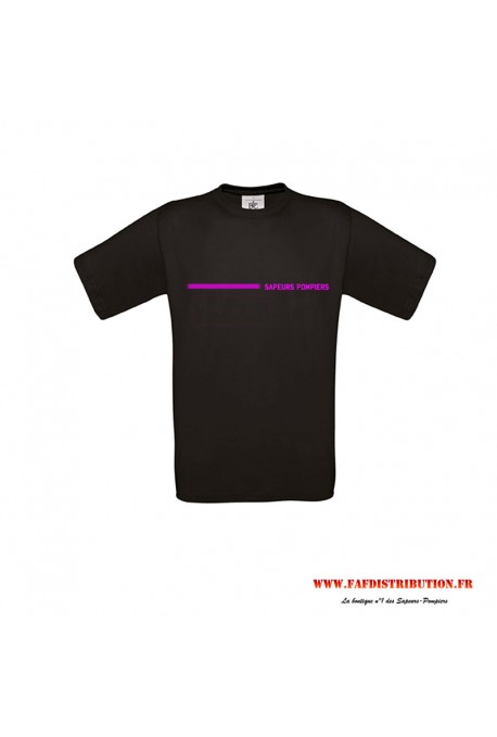 T-Shirt noir enfant marquage fluo rose Sapeurs Pompiers
