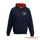 Sweat capuche bleu marine et rouge personnalisé