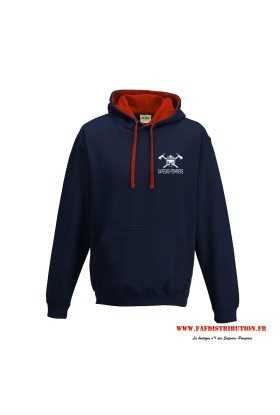 Sweat capuche bleu marine et rouge