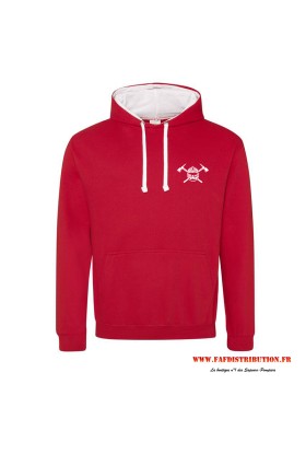 Sweat capuche rouge et blanc