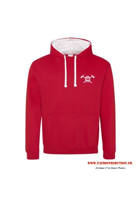 Sweat capuche rouge et blanc personnalisé