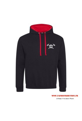 Sweat capuche noir et rouge