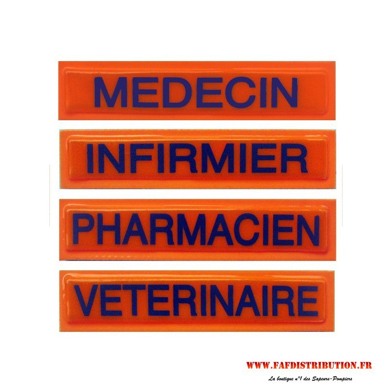 Bande patronyme MEDECIN sur velcro écusson brodé rouge