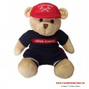 Peluche / Doudou Ourson "Super Pompier" aux couleurs des pompiers.