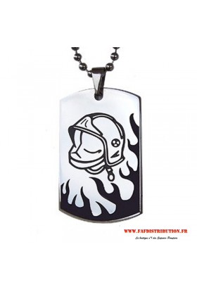 Pendentif Acier Casque F1 + Flammes