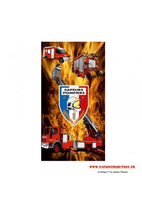 Drap de bain Sapeur Pompiers camions & écusson