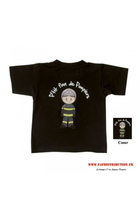 T-shirt P'tit fan de Pompiers noir