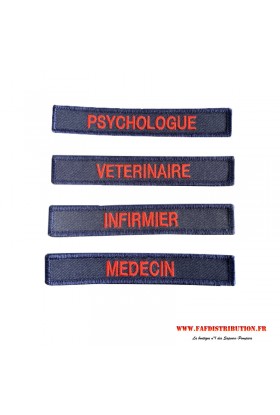 Bande patronyme medecin sur velcro - brodé rouge