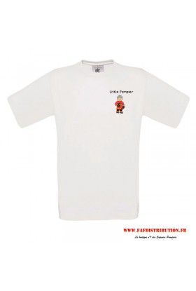 Tee Shirt Little pompier blanc