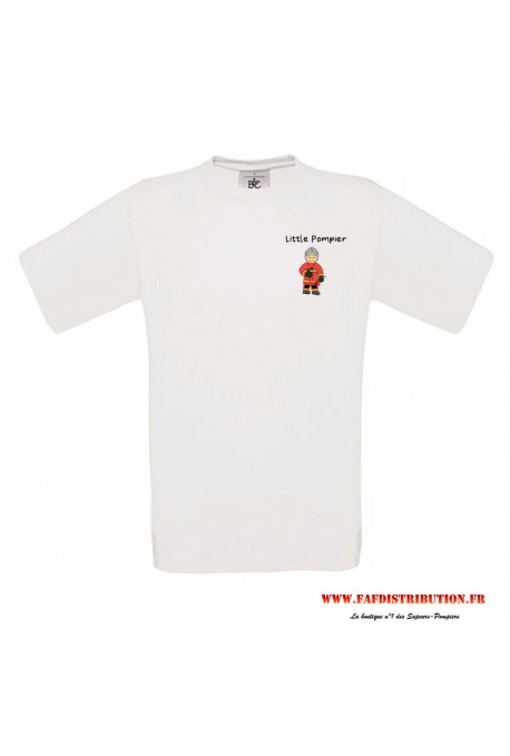 Tee Shirt Little pompier blanc