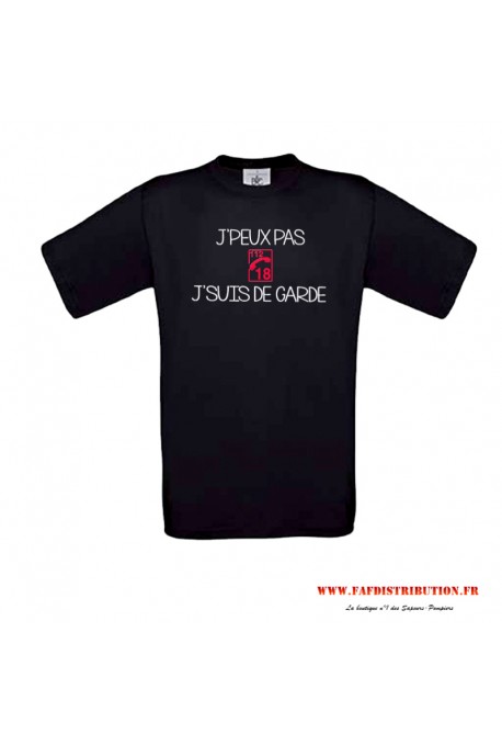 T-shirt noir J'PEUX PAS J'SUIS DE GARDE