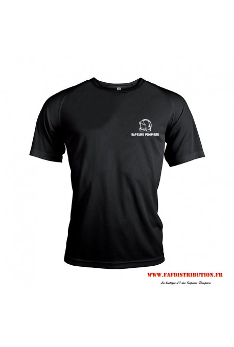 T-shirt sport noir "Casque Sapeur Pompiers" 