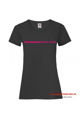 Tee-Shirt noir marquage fluo rose Sapeurs Pompiers